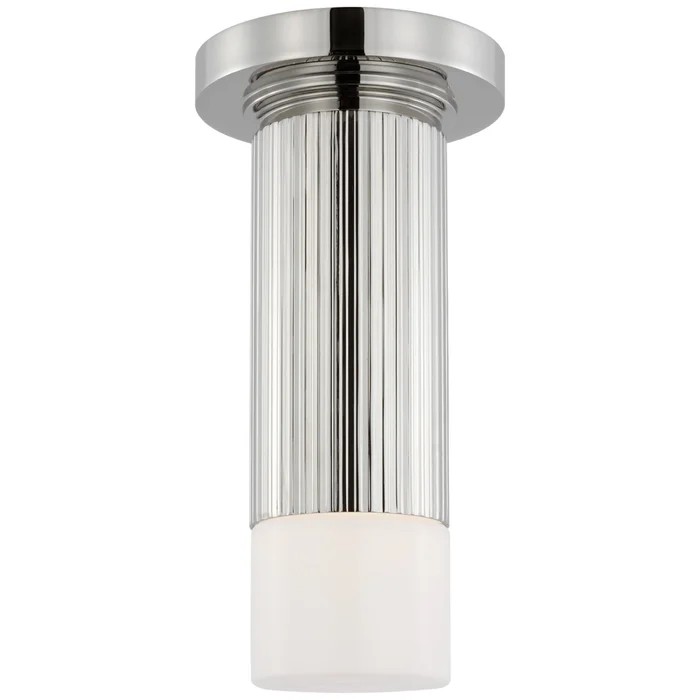 Thomas O’Brien Ace Mini Monopoint Flush Mount in Polished Nickel with White Glass Ceiling Light W3.25″ x H10.75″