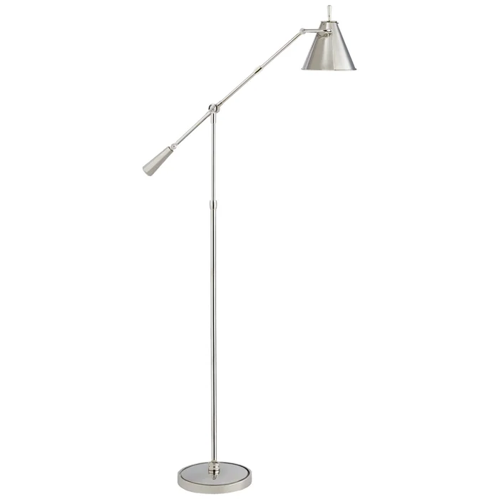 Thomas O’Brien Goodman Floor Lamp in Polished Nickel W9.5″ x H44.75″ – 80″