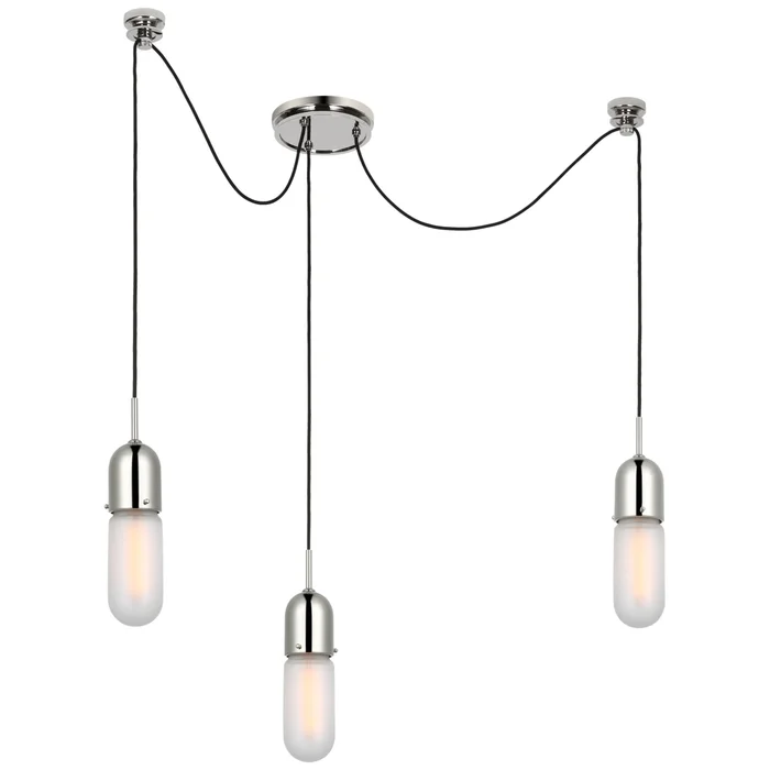 Thomas O’Brien Junio 3-Light Chandelier in Polished Nickel with Frosted Glass Ceiling Light W8.75″ (Configurable)
