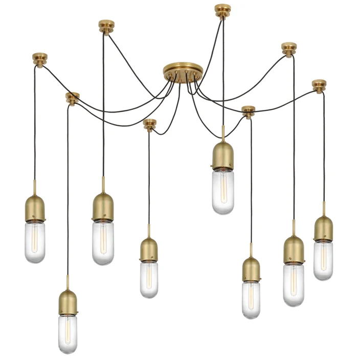 Thomas O’Brien Junio 8-Light Chandelier in Hand-Rubbed Antique Brass with Clear Glass Ceiling Light W9.5″ (Configurable)
