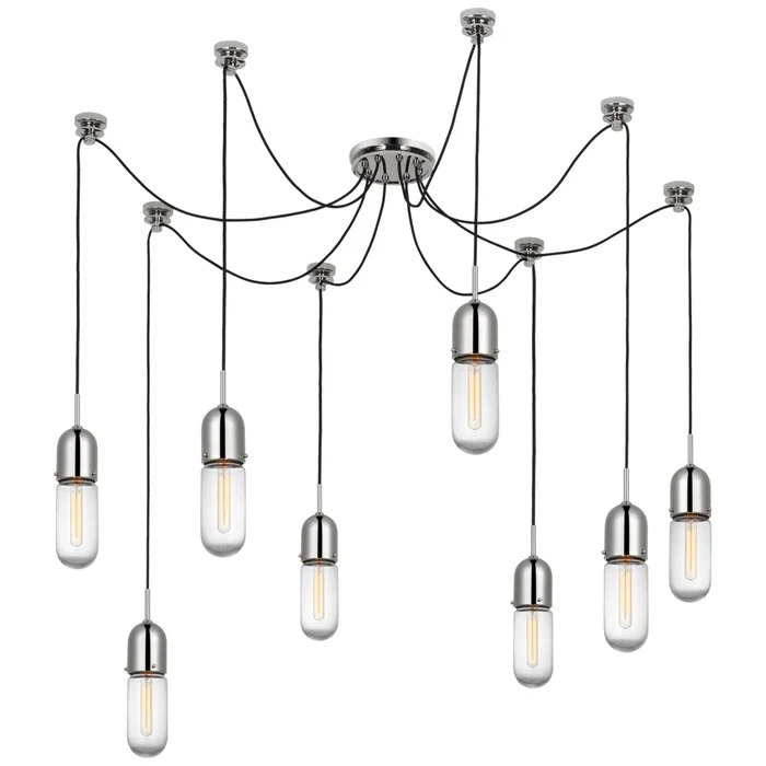 Thomas O’Brien Junio 8-Light Chandelier in Polished Nickel with Clear Glass Ceiling Light W9.5″ (Configurable)