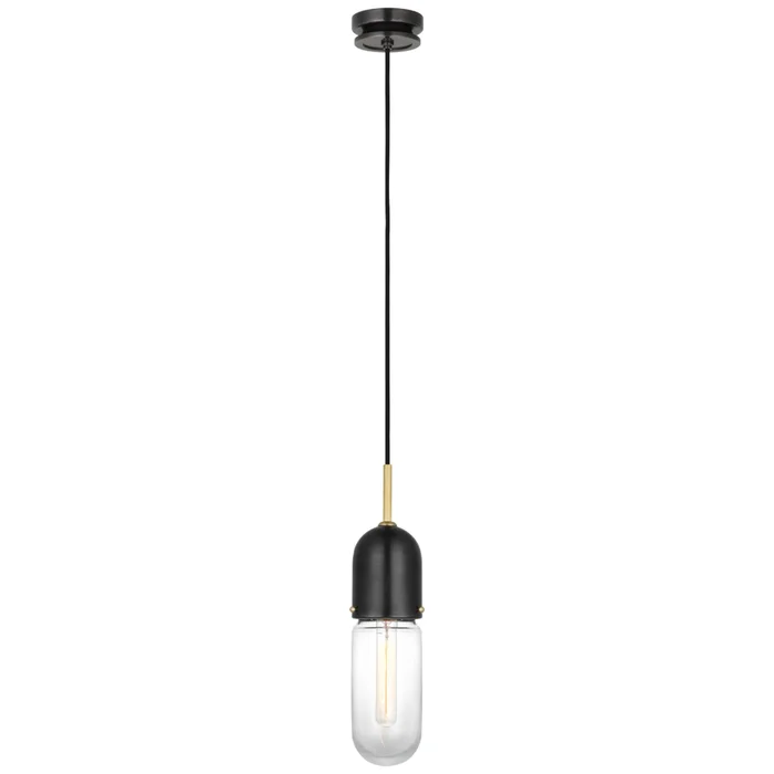 Thomas O’Brien Junio Single Light Pendant in Bronze and Brass with Clear Glass Ceiling Light W4″