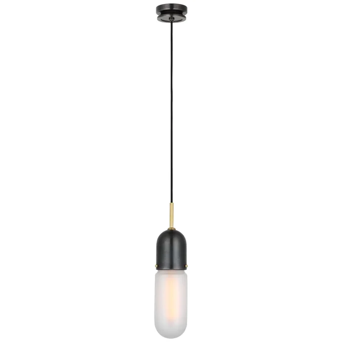 Thomas O’Brien Junio Single Light Pendant in Bronze and Brass with Frosted Glass Ceiling Light W4″