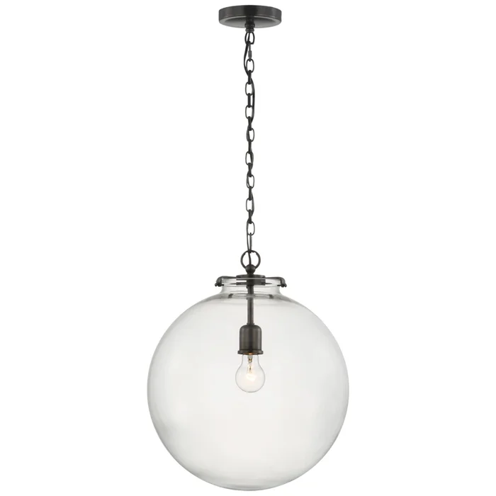 Thomas O’Brien Katie Large Globe Pendant in Bronze with Clear Glass Ceiling Light W16″ x H19.25″