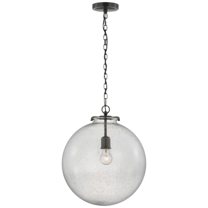 Thomas O’Brien Katie Large Globe Pendant in Bronze with Seeded Glass Ceiling Light W16″ x H19.25″