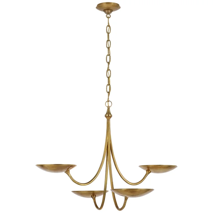 Thomas O’Brien Keira Medium Chandelier in Hand-Rubbed Antique Brass Ceiling Light W29.75″ x H22″