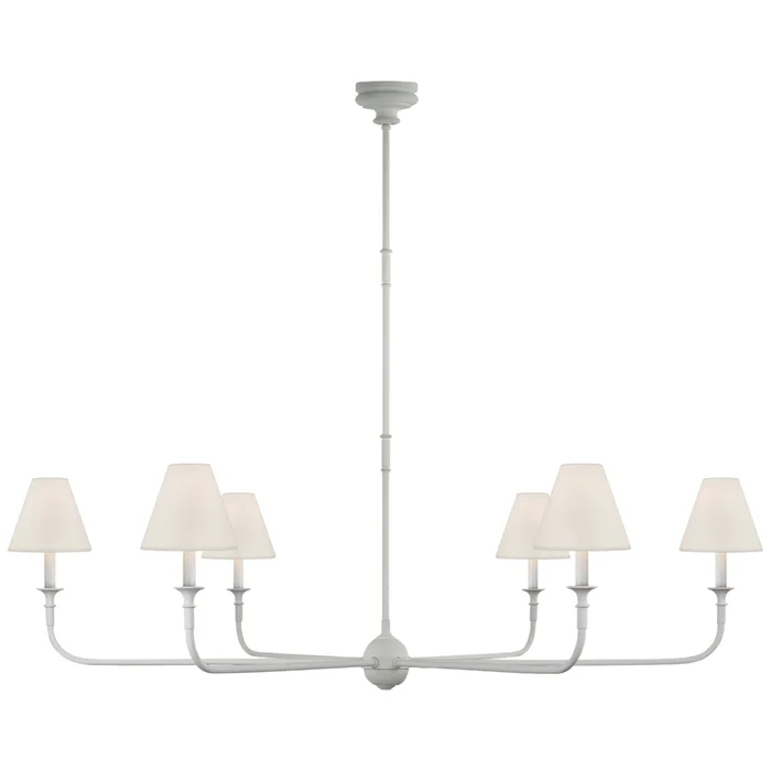 Thomas O’Brien Piaf Grande Chandelier in Plaster White with Linen Shades Ceiling Light W58″