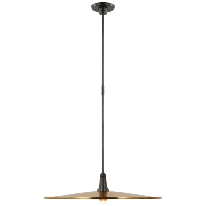 Thomas O’Brien Truesdell 24″ Pendant in Bronze with Antique Brass Shade Ceiling Light W24″
