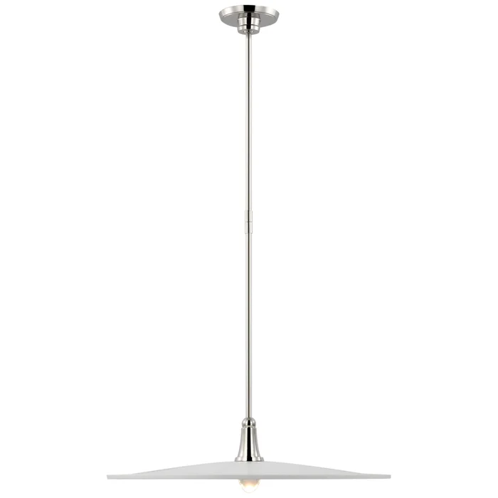 Thomas O’Brien Truesdell 24″ Pendant in Polished Nickel with White Shade Ceiling Light W24″