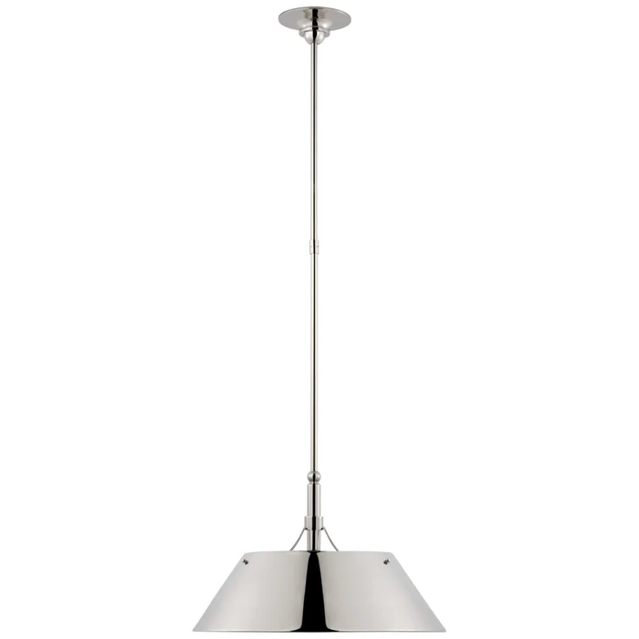Thomas O’Brien Turlington Large Pendant in Polished Nickel with Polished Nickel Shade Ceiling Light W18.25″