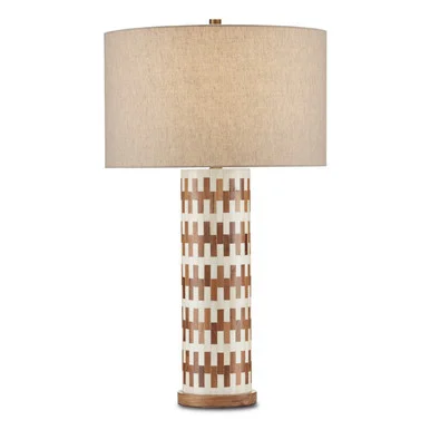 Tia Collection One Light Table Lamp in White/Natural/Antique Brass (142|6000-0824)