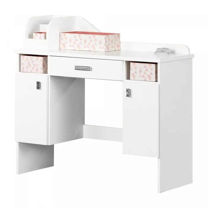 Tiara Medium Makeup Desk – Pure White | Meuble coiffeuse moyen Tiara – blanc solide | D83GZZ3F