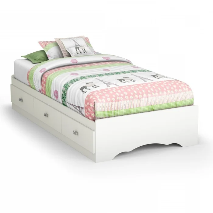 Tiara Twin Mates Bed With 3 Drawers – Pure White | Tiara Lit matelot 3 tiroirs Simple – Blanc solide | D83GNFM2