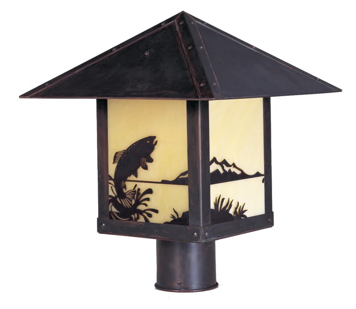 Timber Ridge One Light Post Mount in Pewter (37|TRP-9AROF-P)
