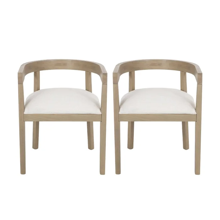 Tina Dining Arm Chairs Set Of 2 With Upholstery Fabric,open Back Style – Beige | Ensemble De 2 Fauteuils De Salle Manger Tina Avec Revtement En Tissu, Dossier Ouvert – Beige