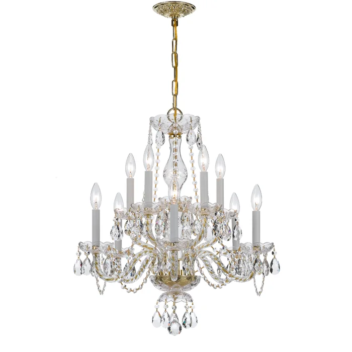 traditional crystal 10 light clear italian crystal polished brass chandelier