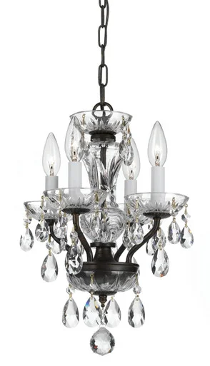 Traditional Crystal Four Light Mini Chandelier in English Bronze (60|5534-EB-CL-I)