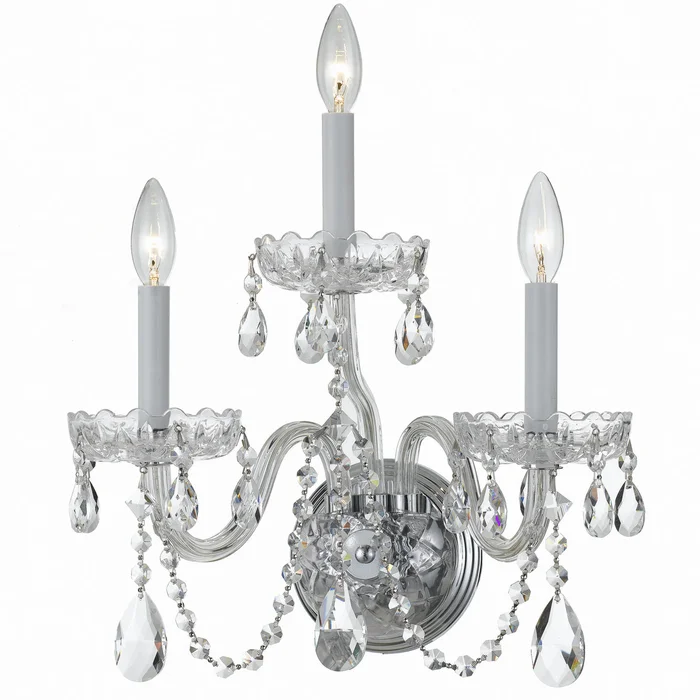 Traditional Crystal Three Light Wall Sconce
