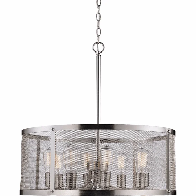 Trans Globe 10228-BN Mesh Contemporary Brushed Nickel Drum Pendant Lamp