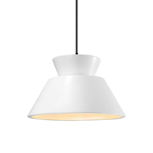 Trapezoid 1-Light Pendant (254|CER-6420-WHT-MBLK-BKCD)