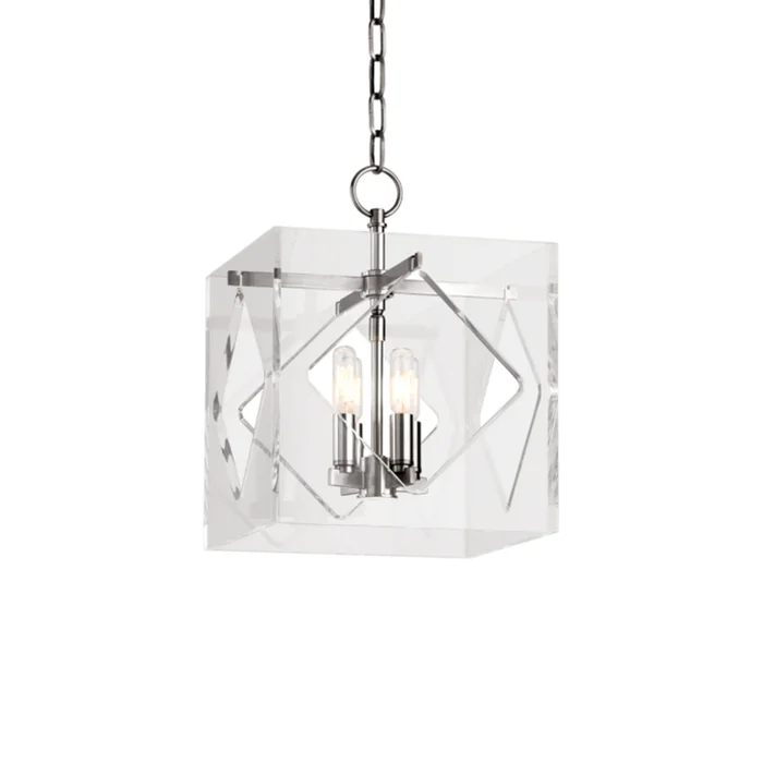 Travis 4-Light Lantern in Polished Nickel 12L x 12W x 16H