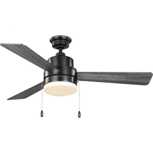 Trevina V 52” 3-Blade Indoor Matte Black Modern Ceiling Fan with Light Kit and White Opal Shade (149|P250076-31M-WB)