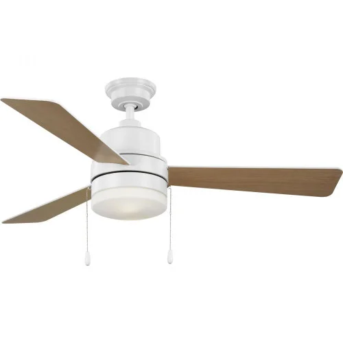 Trevina V 52” 3-Blade Indoor Satin White Modern Ceiling Fan with Light Kit and White Opal Shade (149|P250076-028-WB)