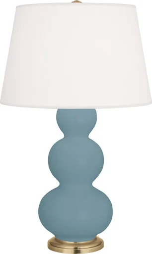 Triple Gourd One Light Table Lamp in Matte Steel Blue Glazed Ceramic w/Antique Brassed (165|MOB40)