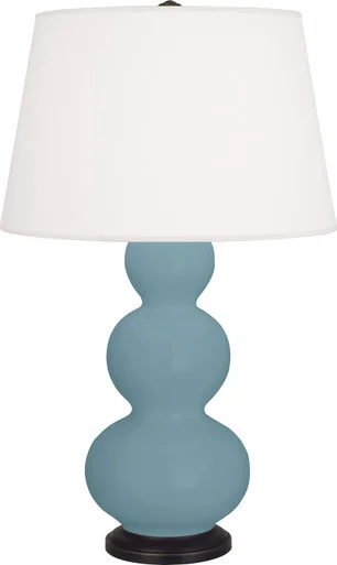 Triple Gourd One Light Table Lamp in Matte Steel Blue Glazed Ceramic w/Deep Patina Bronzeed (165|MOB41)