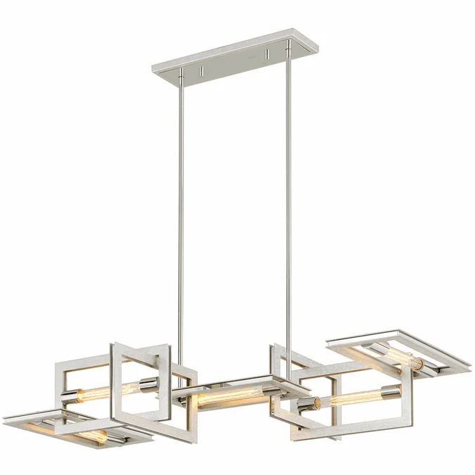 Troy F7105 Enigma Modern Silver Leaf W Stainless Acc Kitchen Island Light Fixture