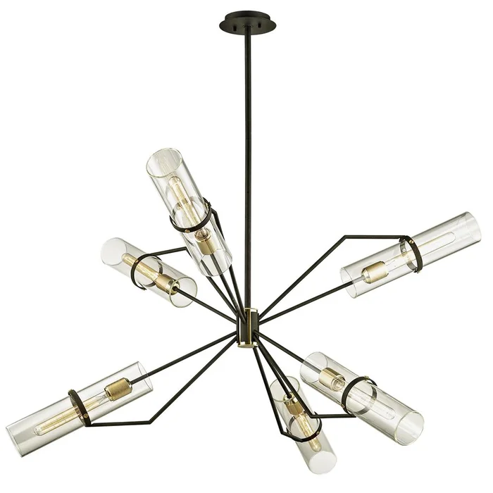 Troy Raef 6-LT Chandelier – Textured Bronze Brushed Brass – F6318