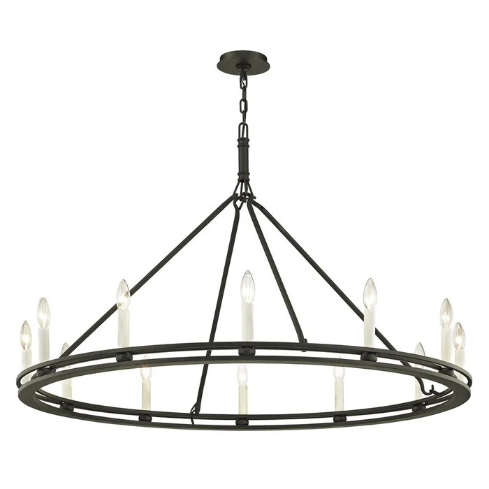Troy Sutton 12-LT Chandelier – Textured Black – F6237