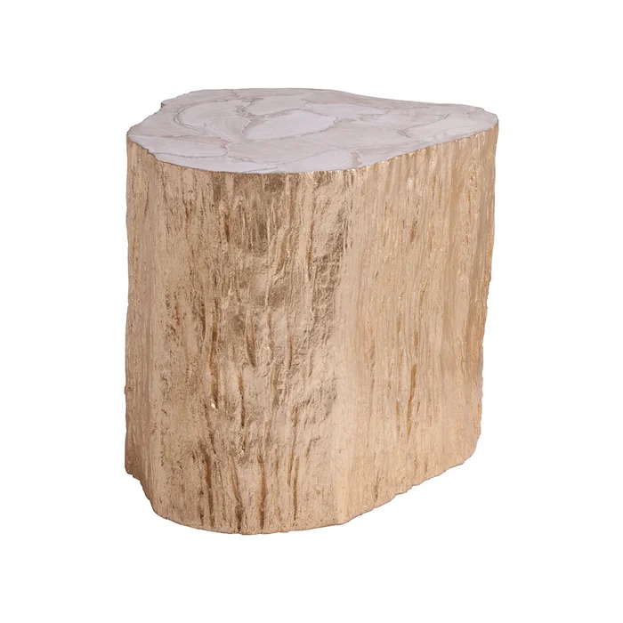 trunk segment side table – gold leaf