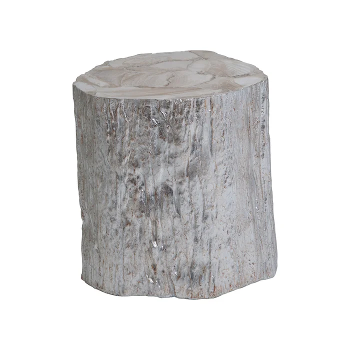 trunk segment spot table – silver leaf