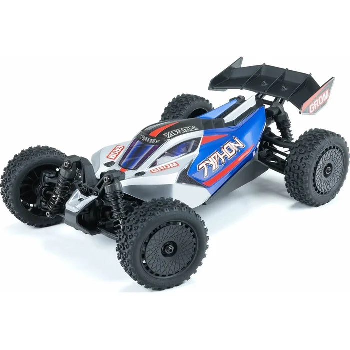 TYPHON GROM MEGA 380 Brushed 4X4 Small Scale Buggy RTR with Battery & Charger, Blue/Silver