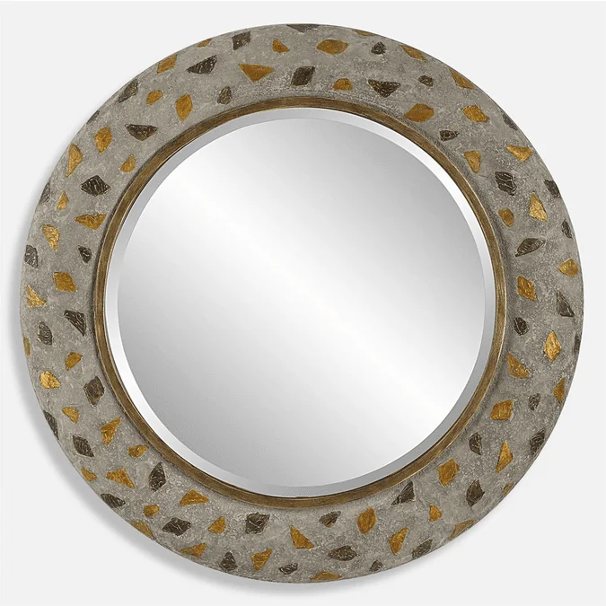 Uttermost 09921 Copper Terrazzo Modern Texture Concrete Terrazzo Round Wall Mirror