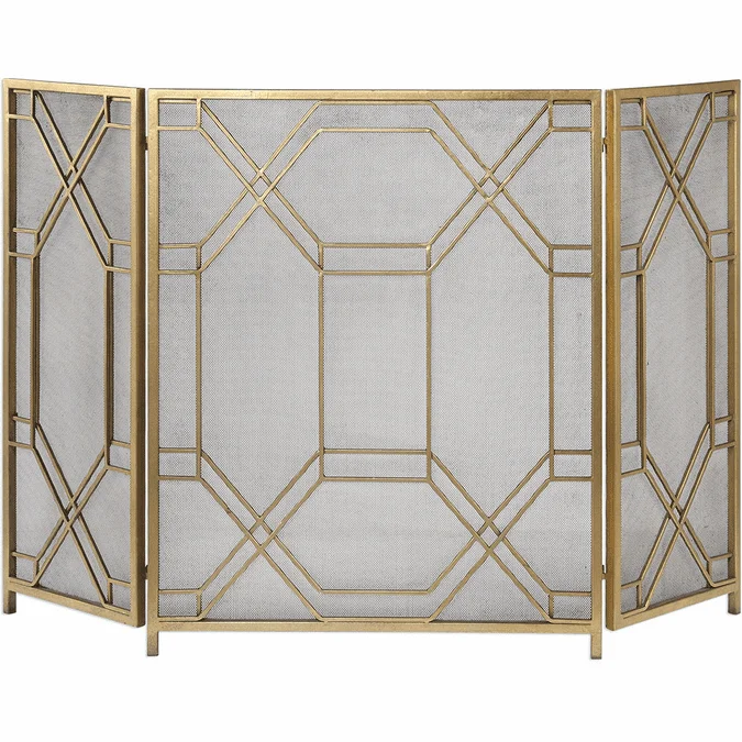 Uttermost 18707 Rosen Modern Gold Fireplace Screen