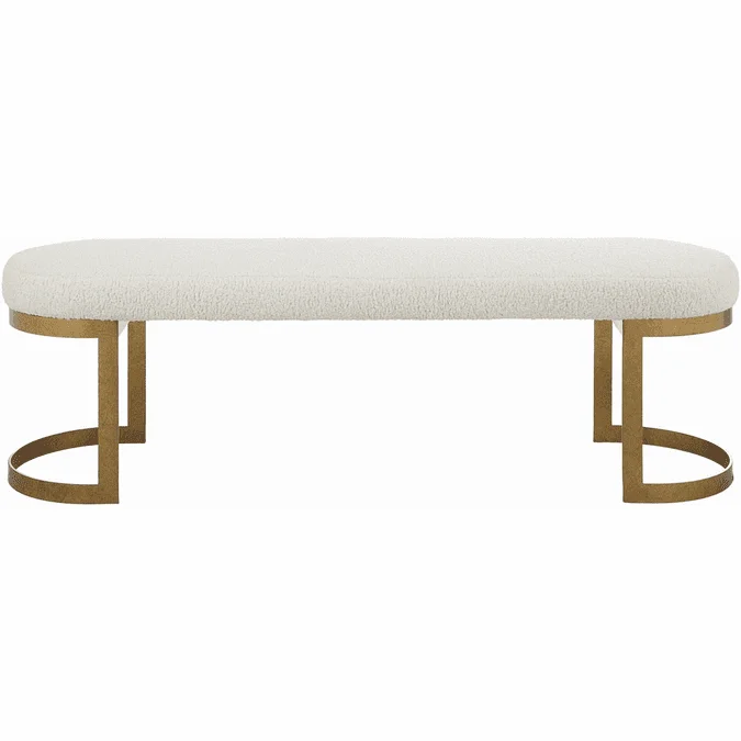 Uttermost 23757 Infinity Modern Mottled Antique Gold Leaf Gold Bench