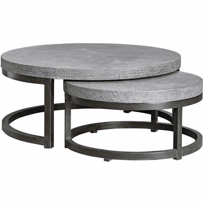 Uttermost 25882 Aiyara Modern Hand Rubbed Black Coffee Aiyara Gray Nesting Tables (Set of 2)