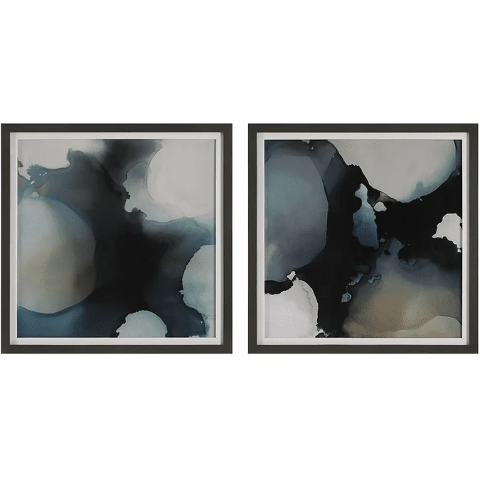 Uttermost 41458 Telescopic Contemporary Dark Gray Gunmetal Wall Art Abstract Framed Prints (Set of 2)
