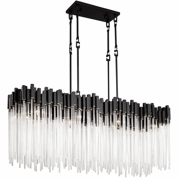 Varaluz 309N08MBFG Matrix Modern Matte Black / French Gold Kitchen Island Lighting