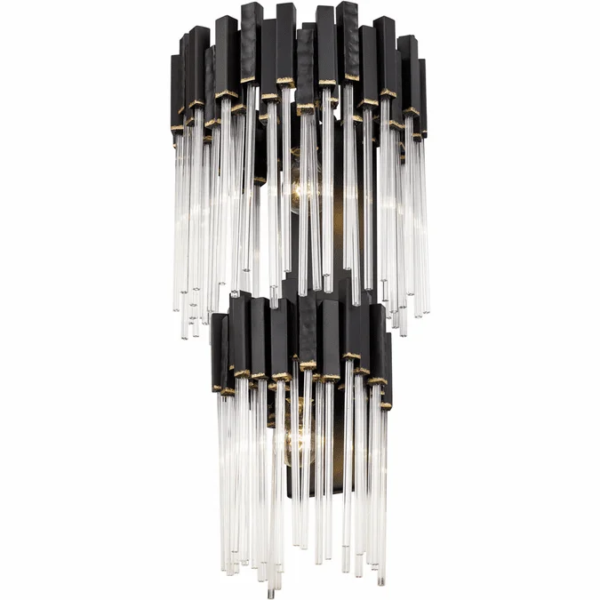 Varaluz 309W02LMBFG Matrix Contemporary Matte Black / French Gold Light Sconce