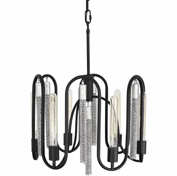 Varaluz 354P06MBCH Darden Modern Matte Black / Painted Chrome 18″ Mini Ceiling Chandelier