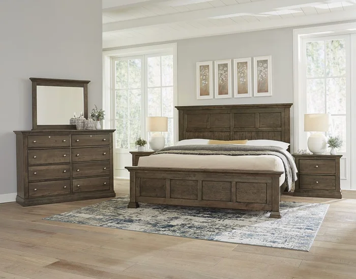 Vaughan Bassett Carlisle 2pc Window Pane Bedroom Set in Dark Sable