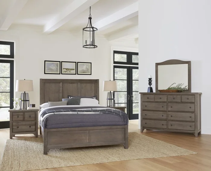 Vaughan Bassett Cool Farmhouse 2pc Panel Bedroom Set in Grey