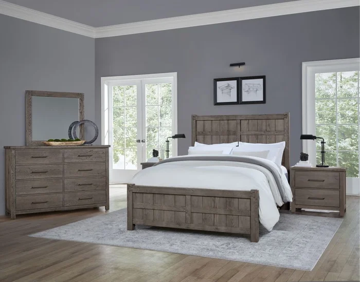 Vaughan Bassett Dovetail 2pc Board and Batten Bedroom Set in Mystic Grey