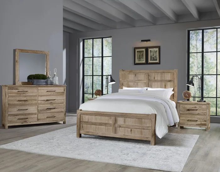 Vaughan Bassett Dovetail 2pc Board and Batten Bedroom Set in Sun Bleached White