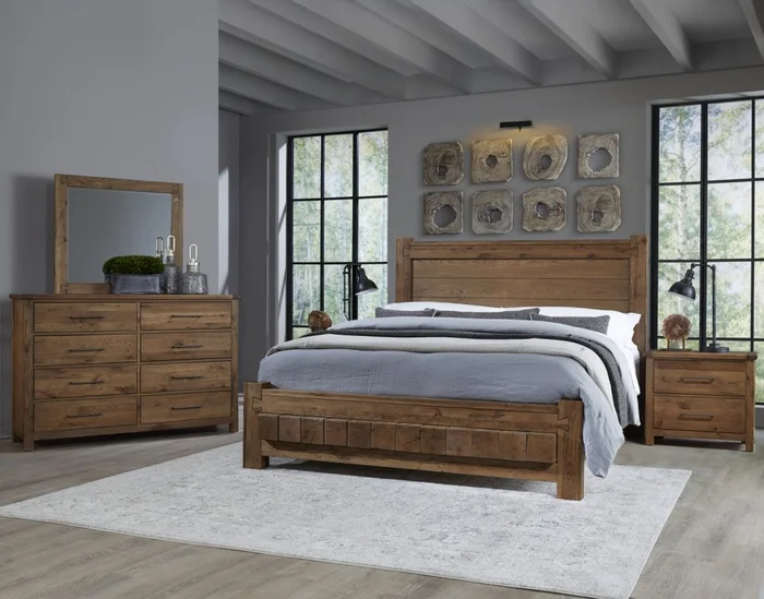 Vaughan Bassett Dovetail 2pc Poster Bedroom with 6×6 Footboard Set in Natural