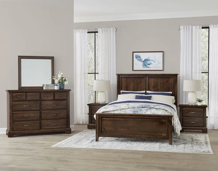 Vaughan Bassett Lancaster County 4pc Panel Bedroom Set in Amish Walnut