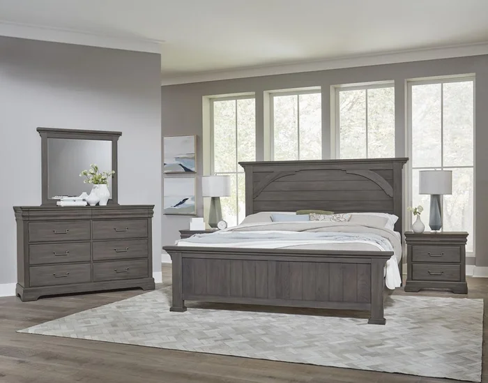 Vaughan Bassett Vista 2pc Mansion Bedroom Set in Grey Oak